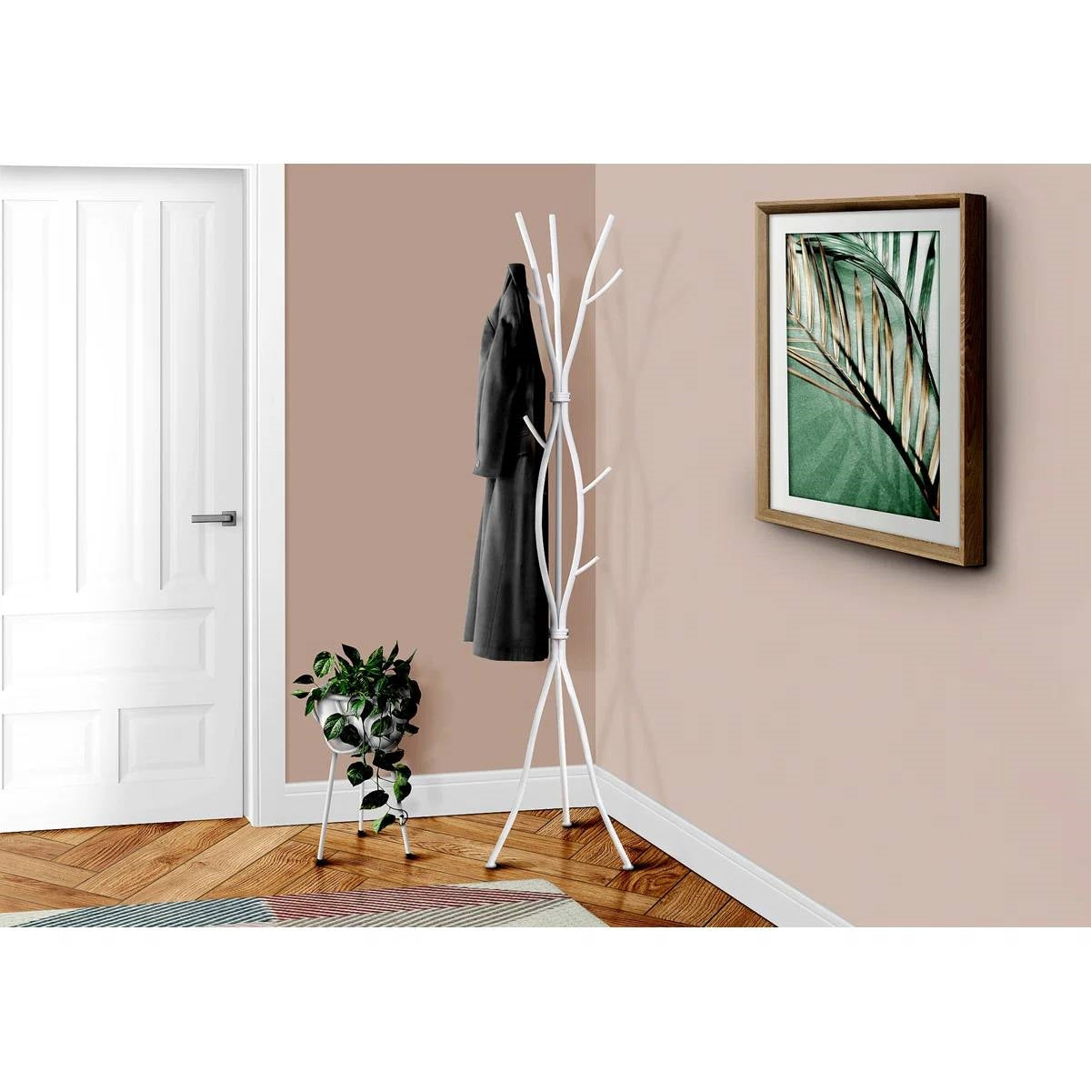 74-inch White Metal Coat Rack Entryway Hall Tree Umbrella Stand LuxuryLifeWay Online Store