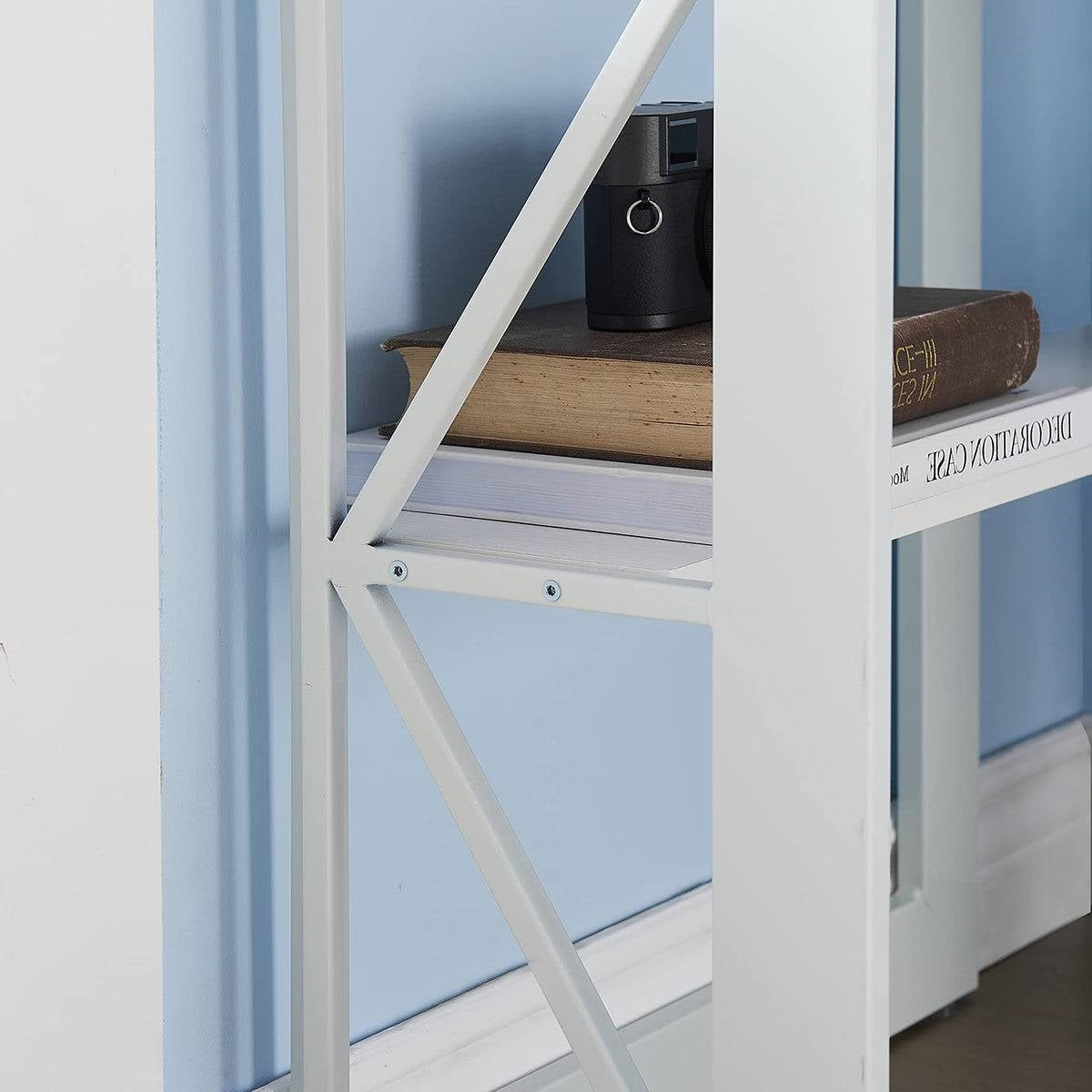 Corner Computer Desk with Keyboard Tray Storage Shelves in White LuxuryLifeWay Online Store