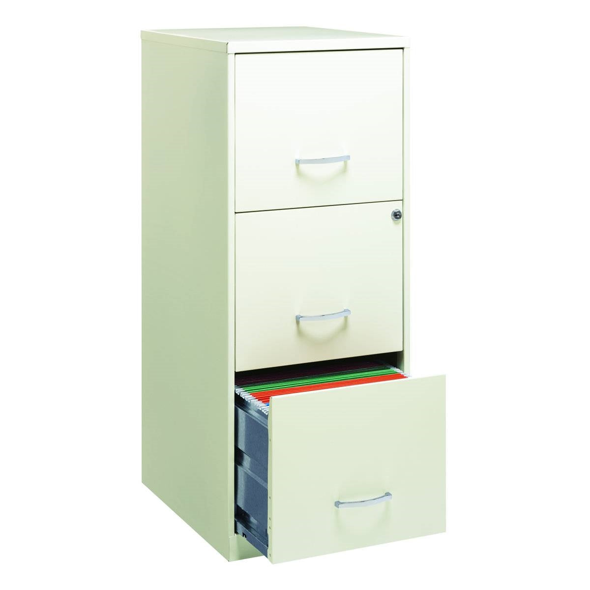 White Metal 3-Drawer Vertical File Cabinet with 2 Locking Drawers LuxuryLifeWay Online Store