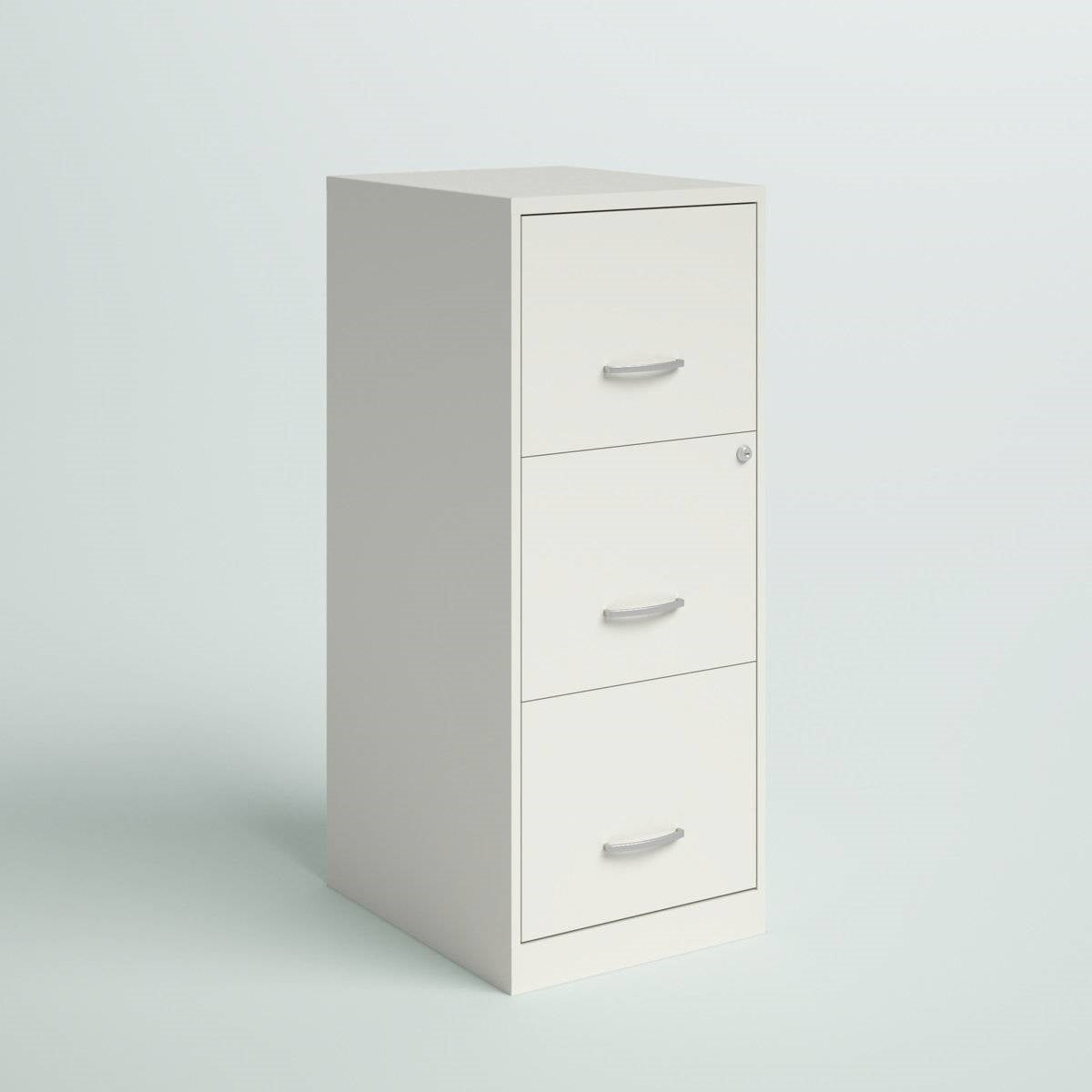 White Metal 3-Drawer Vertical File Cabinet with 2 Locking Drawers LuxuryLifeWay Online Store