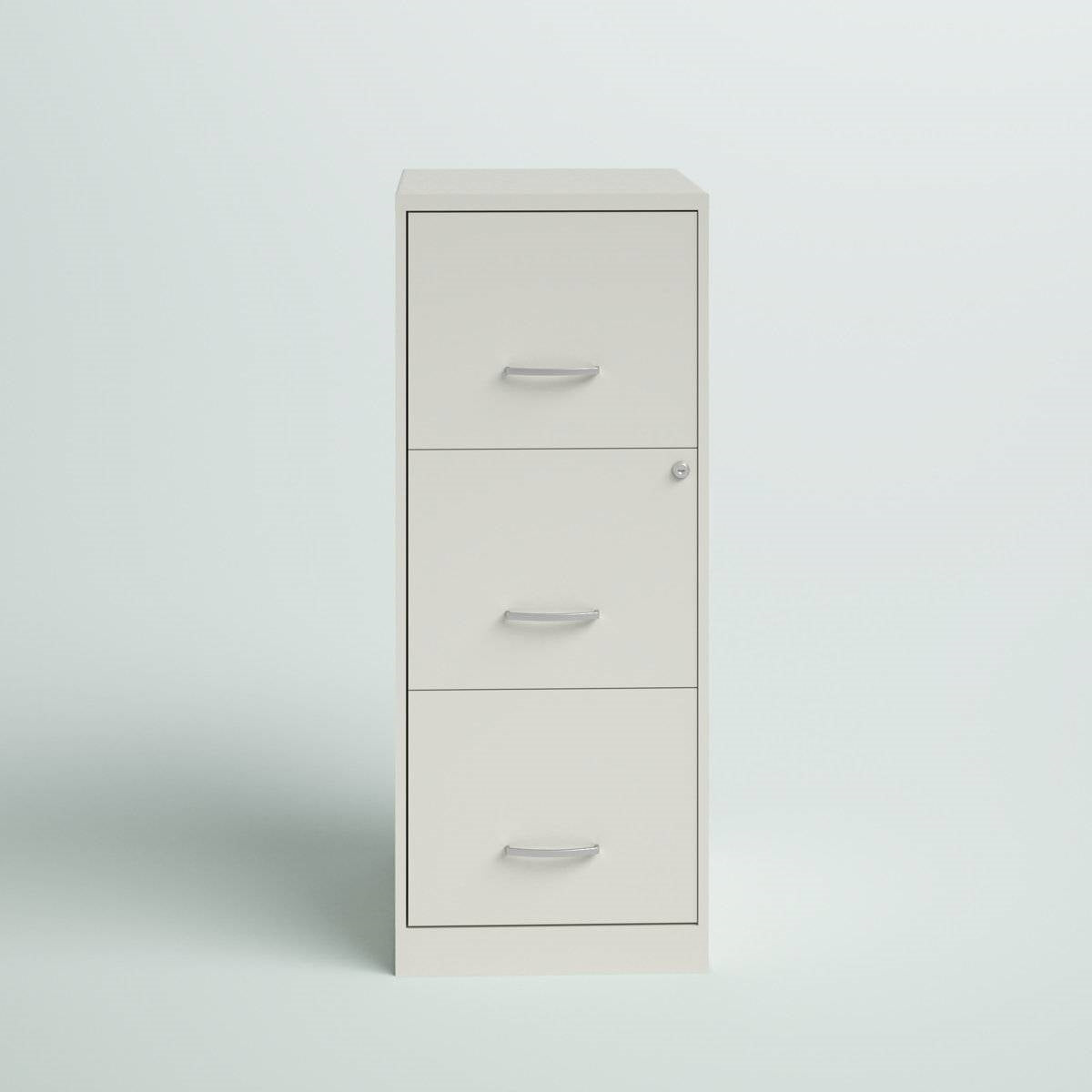 White Metal 3-Drawer Vertical File Cabinet with 2 Locking Drawers LuxuryLifeWay Online Store