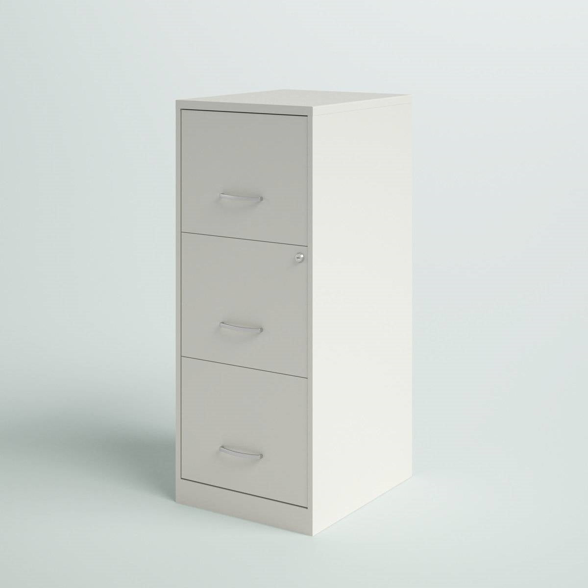 White Metal 3-Drawer Vertical File Cabinet with 2 Locking Drawers LuxuryLifeWay Online Store
