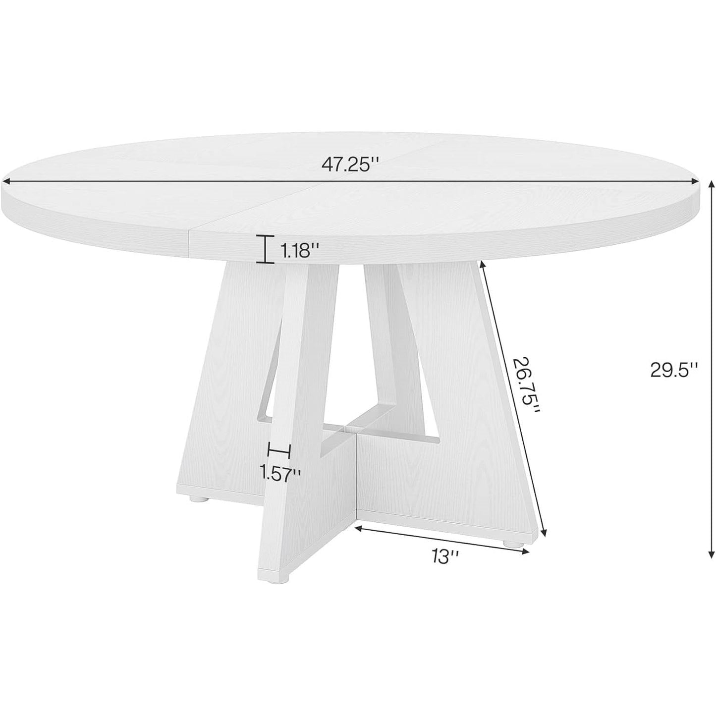 Modern Kitchen Round Circular Dining Table in White Wood Finish LuxuryLifeWay Online Store