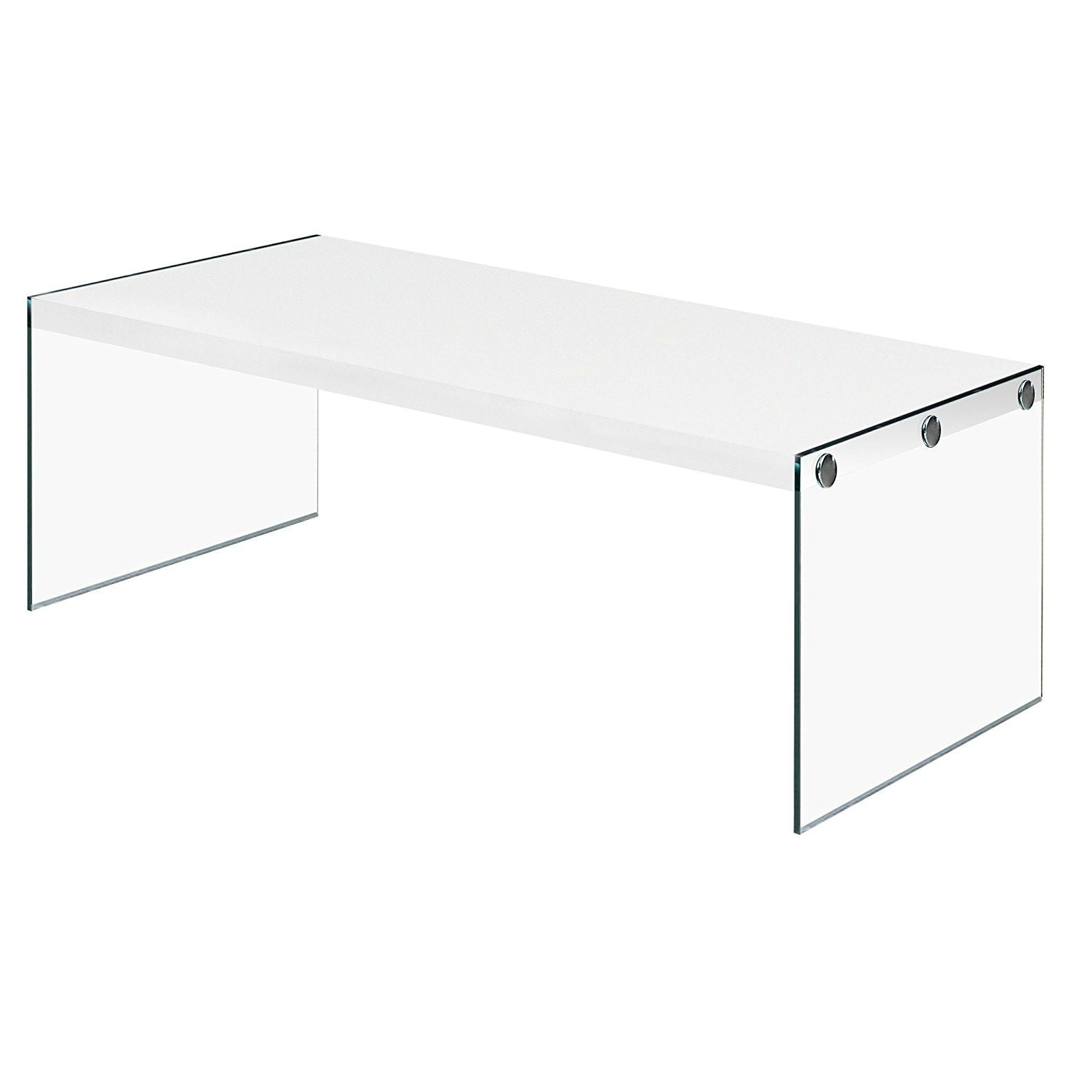 White Modern Rectangular Coffee Table with Tempered Glass Legs LuxuryLifeWay Online Store