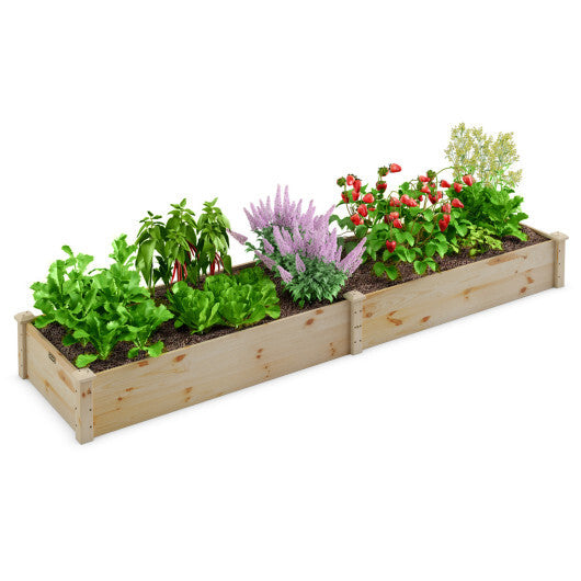 Costway Wooden Vegetable Raised Garden Bed Backyard Patio Grow Flowers Planter with 2 Planting Compartments LuxuryLifeWay Online Store