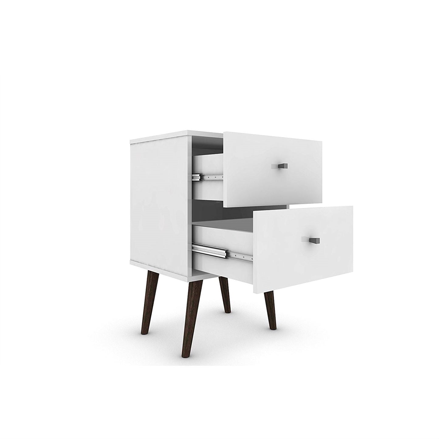 White Modern Mid-Century Style 2-Drawer Side Table Nightstand LuxuryLifeWay Online Store