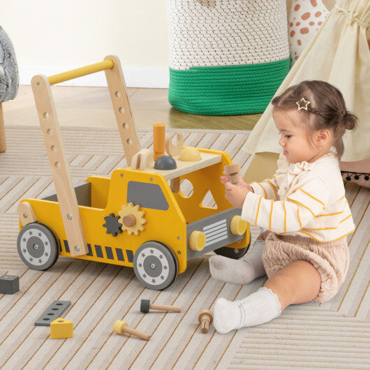 Costway 2-In-1 Montessori Wooden Baby Walker with Learning Activities Adjustable Speed LuxuryLifeWay Online Store