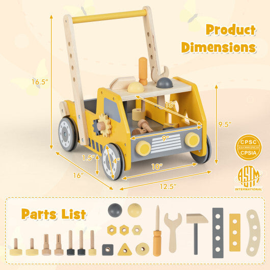 Costway 2-In-1 Montessori Wooden Baby Walker with Learning Activities Adjustable Speed LuxuryLifeWay Online Store
