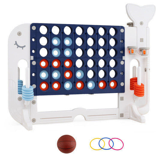Costway 4-in-a-Row Game Set with Ring-toss Basketball Golf Club & Balls 2 Cups Holders Navy LuxuryLifeWay Online Store