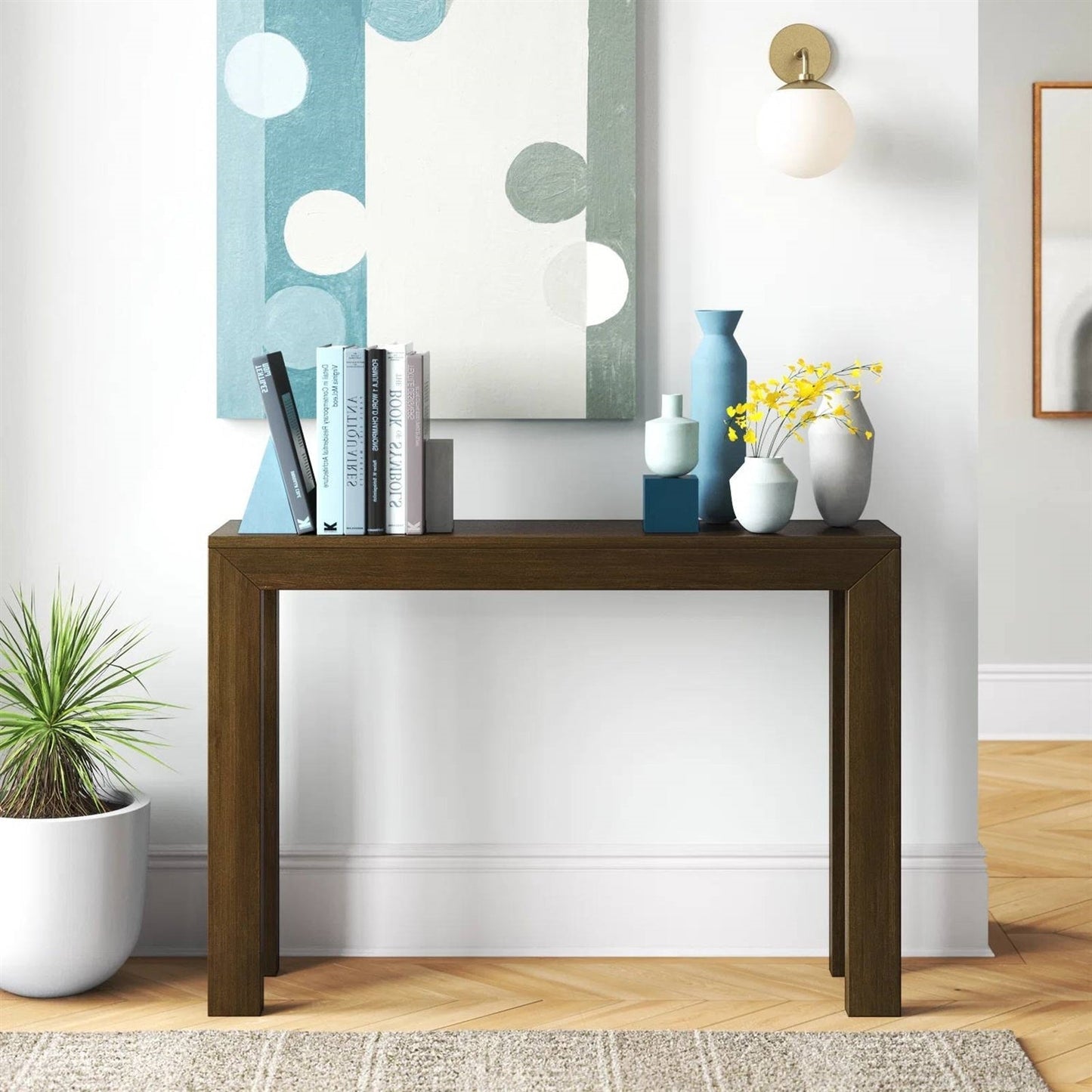 Solid Wood Modern Accent Console Table / Sofa Table in Dark Brown Walnut Finish LuxuryLifeWay Online Store