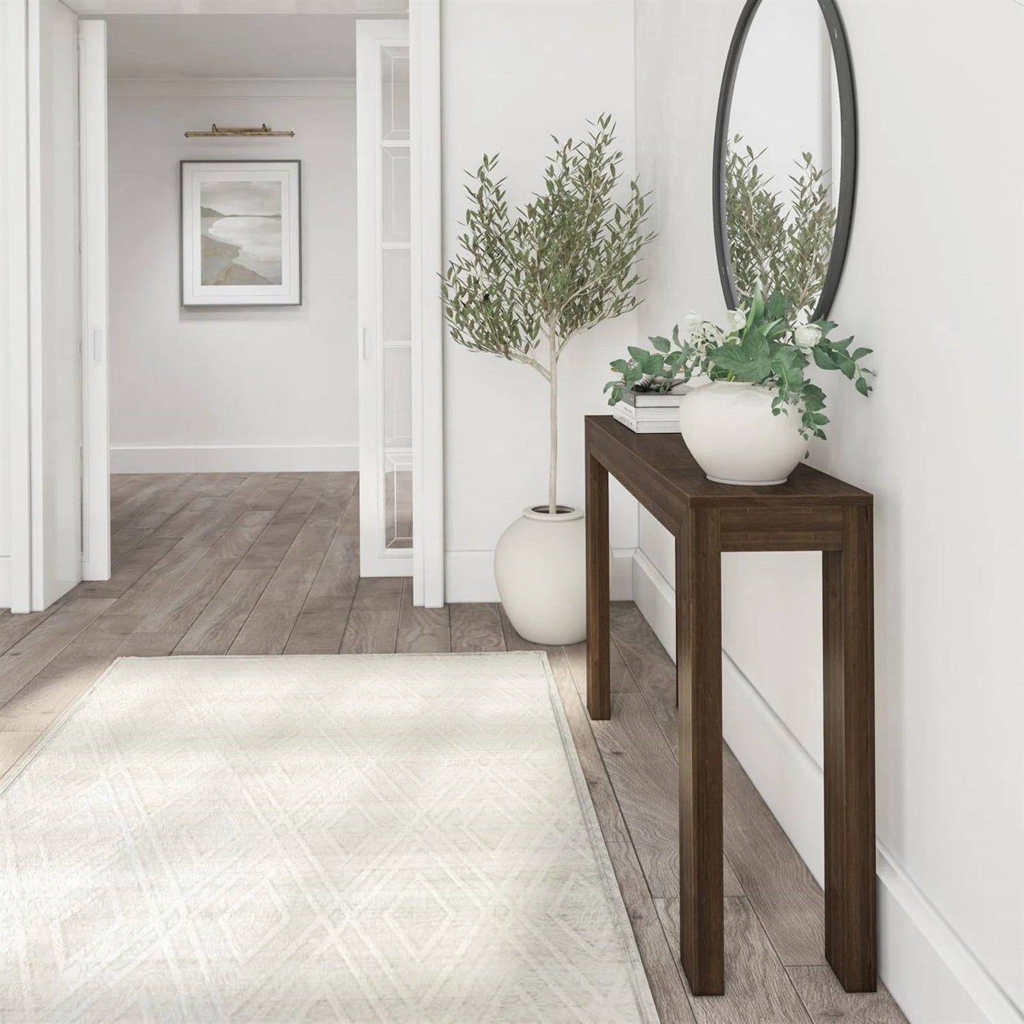 Solid Wood Modern Accent Console Table / Sofa Table in Dark Brown Walnut Finish LuxuryLifeWay Online Store
