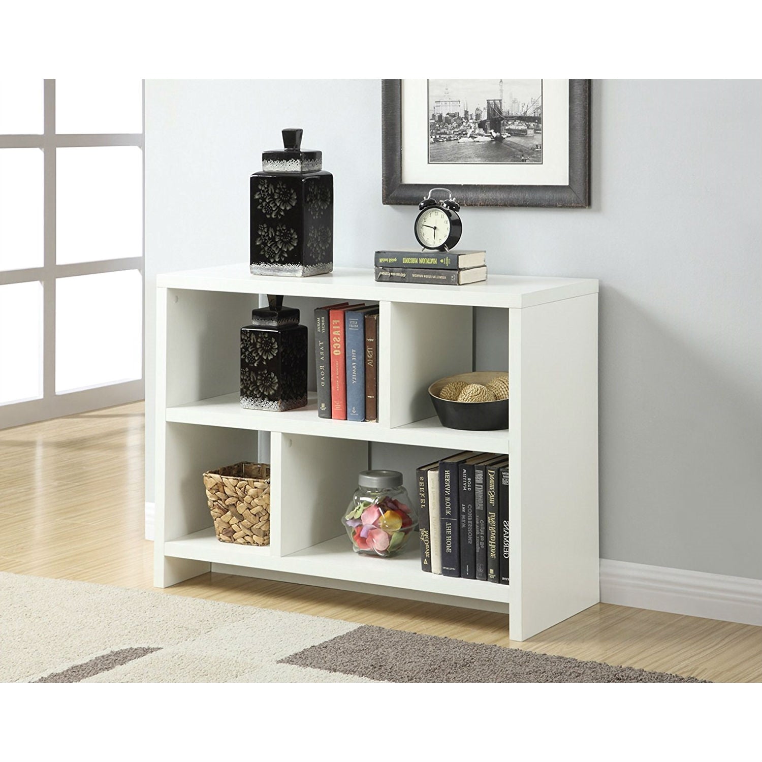 White 2-Shelf Modern Bookcase Console Table LuxuryLifeWay Online Store