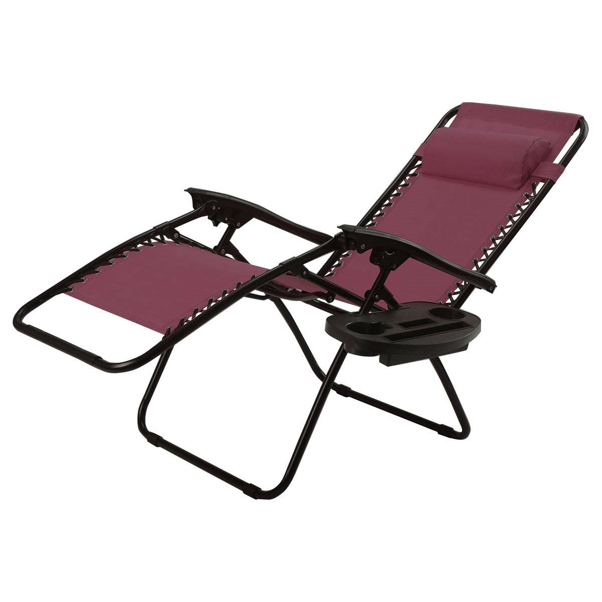 Set of 2 Burgundy Wine Red Folding Outdoor Zero Gravity Lounge Chair LuxuryLifeWay Online Store