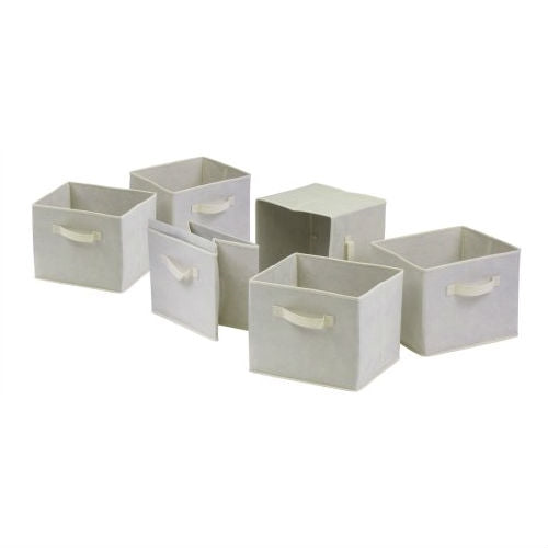 Set of 6 Foldable Fabric Storage Baskets in Beige LuxuryLifeWay Online Store
