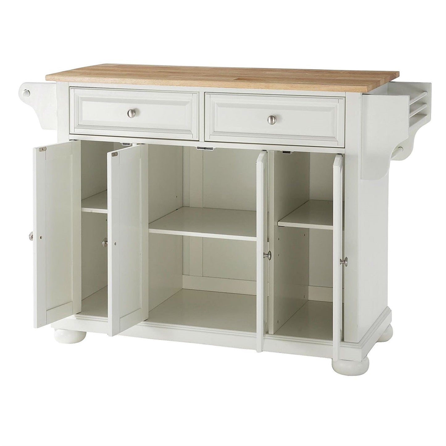 White Kitchen Island Storage Cabinet with Solid Wood Top LuxuryLifeWay Online Store