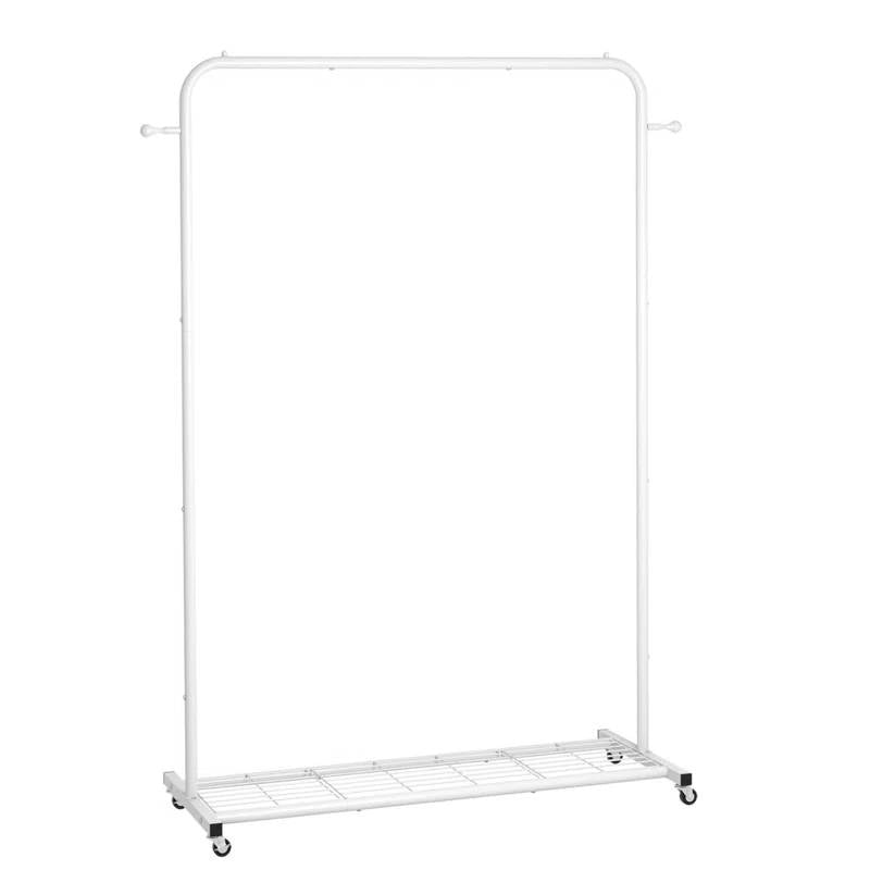White Modern Garment Rack Clothes Hanging Rod with Lockable Wheels LuxuryLifeWay Online Store