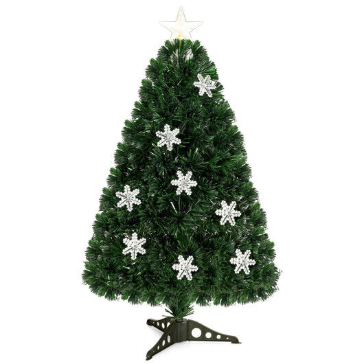Costway LED Optic Artificial Christmas Tree with Snowflakes-3 Feet LuxuryLifeWay Online Store