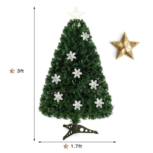 Costway LED Optic Artificial Christmas Tree with Snowflakes-3 Feet LuxuryLifeWay Online Store