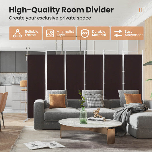 Costway 6-Panel Room Divider Folding Privacy Screen-Brown LuxuryLifeWay Online Store