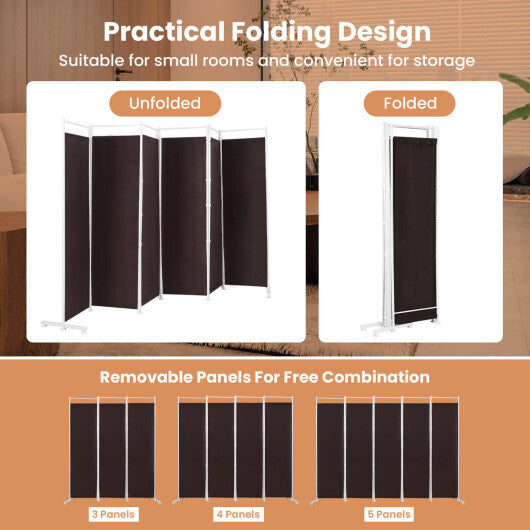 Costway 6-Panel Room Divider Folding Privacy Screen-Brown LuxuryLifeWay Online Store