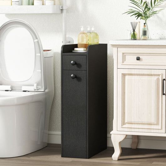 Costway Small Bathroom Storage Cabinet 4-Tier with Slide Out Drawers on Casters-Black LuxuryLifeWay Online Store