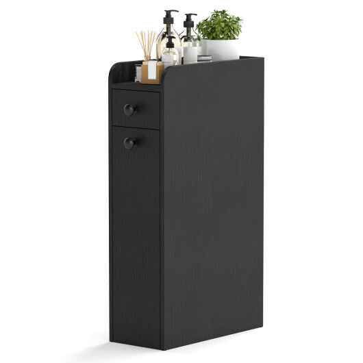 Costway Small Bathroom Storage Cabinet 4-Tier with Slide Out Drawers on Casters-Black LuxuryLifeWay Online Store