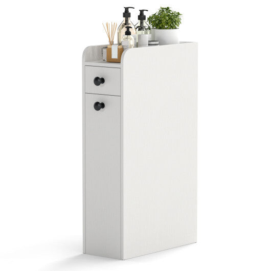 Costway Small Bathroom Storage Cabinet 4-Tier with Slide Out Drawers on Casters-White LuxuryLifeWay Online Store