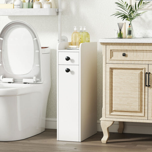 Costway Small Bathroom Storage Cabinet 4-Tier with Slide Out Drawers on Casters-White LuxuryLifeWay Online Store