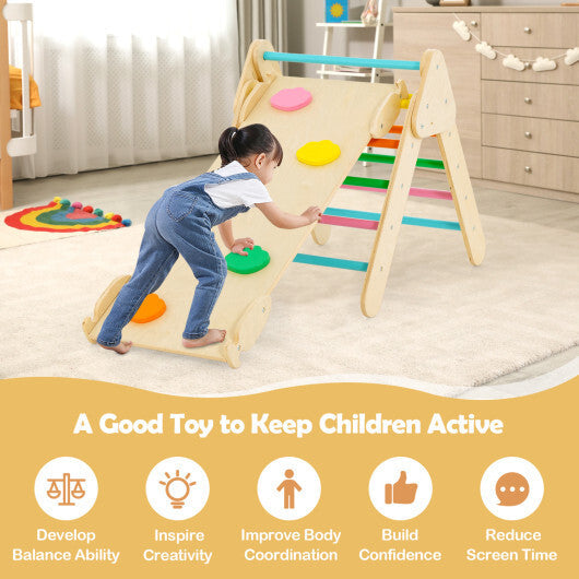 Costway 5-in-1 Wooden Kids Climber Toys with Triangle Arch Ramp-Multicolor LuxuryLifeWay Online Store