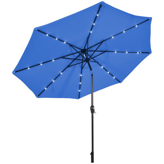 Costway 10' Solar LED Lighted Patio Market Umbrella Shade Tilt Adjustment Crank-Blue LuxuryLifeWay Online Store