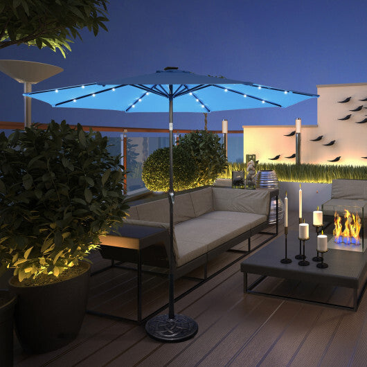 Costway 10' Solar LED Lighted Patio Market Umbrella Shade Tilt Adjustment Crank-Blue LuxuryLifeWay Online Store