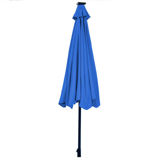 Costway 10' Solar LED Lighted Patio Market Umbrella Shade Tilt Adjustment Crank-Blue LuxuryLifeWay Online Store