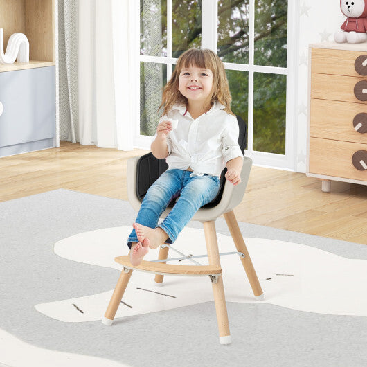Babyjoy 3 in 1 Convertible Wooden High Chair Toddler Feeding Chair with Cushion Black LuxuryLifeWay Online Store