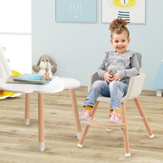 Babyjoy 3 in 1 Convertible Wooden High Chair Toddler Feeding Chair with Cushion Grey LuxuryLifeWay Online Store