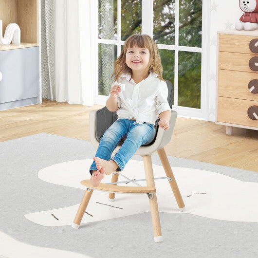 Babyjoy 3 in 1 Convertible Wooden High Chair Toddler Feeding Chair with Cushion Dark Grey LuxuryLifeWay Online Store