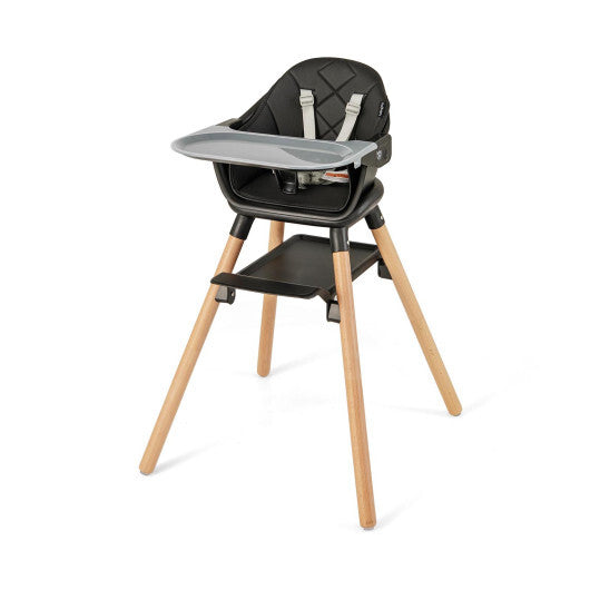 Costway 6 in 1 Convertible Highchair with Safety Harness and Removable Tray Black LuxuryLifeWay Online Store