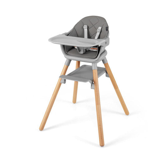 Babyjoy 6 in 1 Convertible Highchair with Safety Harness and Removable Tray Gray LuxuryLifeWay Online Store