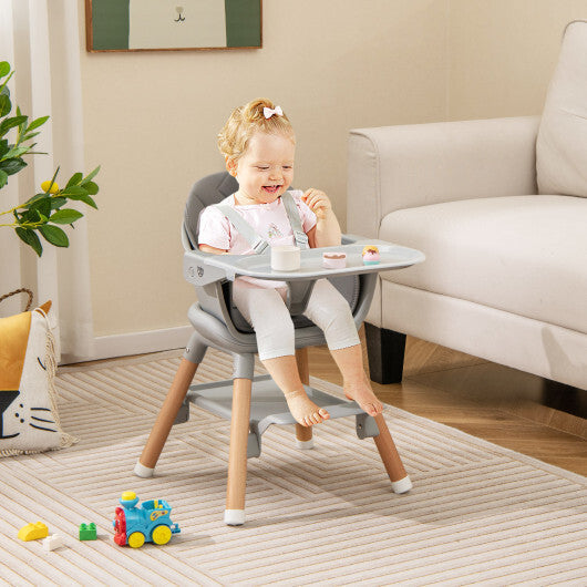 Babyjoy 6 in 1 Convertible Highchair with Safety Harness and Removable Tray Gray LuxuryLifeWay Online Store