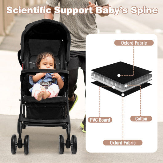 Costway Foldable Lightweight Baby Stroller Travel Pushchair 0-36 Months Age Group 13 lbs Black LuxuryLifeWay Online Store