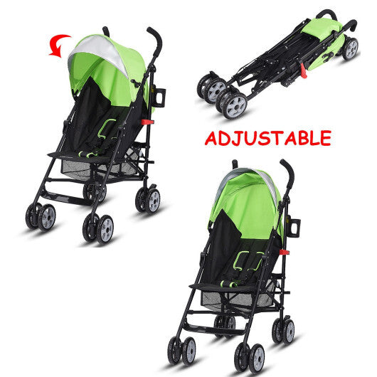 Costway Folding Lightweight Baby Toddler Umbrella Travel Stroller with Storage Basket Green LuxuryLifeWay Online Store