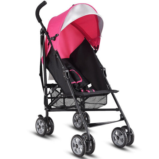 Costway Folding Lightweight Baby Toddler Umbrella Travel Stroller with Storage Basket Pink LuxuryLifeWay Online Store