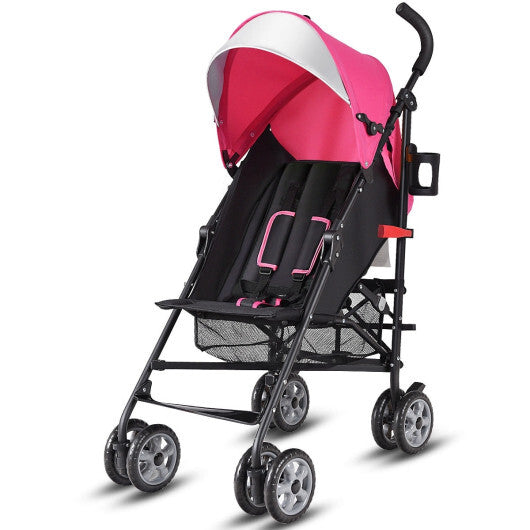 Costway Folding Lightweight Baby Toddler Umbrella Travel Stroller with Storage Basket Pink LuxuryLifeWay Online Store