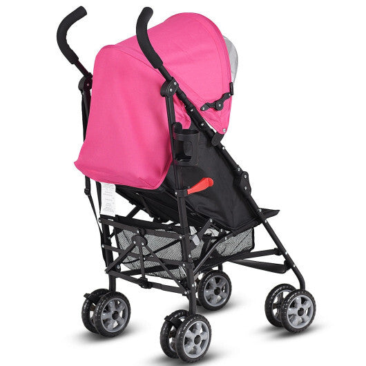 Costway Folding Lightweight Baby Toddler Umbrella Travel Stroller with Storage Basket Pink LuxuryLifeWay Online Store
