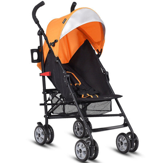 Costway Folding Lightweight Baby Toddler Umbrella Travel Stroller with Storage Basket Orange LuxuryLifeWay Online Store