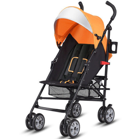 Costway Folding Lightweight Baby Toddler Umbrella Travel Stroller with Storage Basket Orange LuxuryLifeWay Online Store