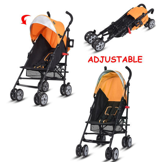 Costway Folding Lightweight Baby Toddler Umbrella Travel Stroller with Storage Basket Orange LuxuryLifeWay Online Store