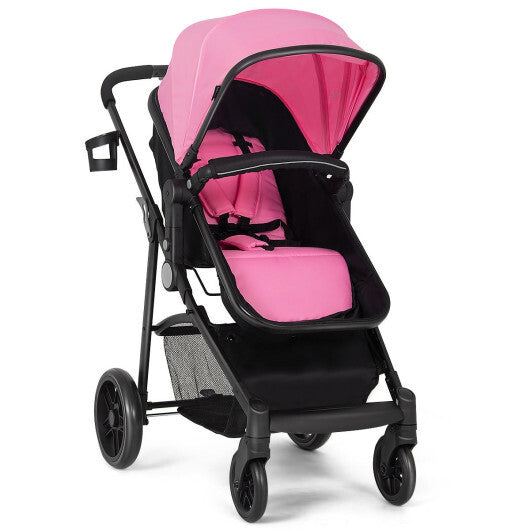 Babyjoy 2 in 1 Foldable Baby Stroller Kids Travel Newborn Infant Buggy Pushchair 22 lbs Pink LuxuryLifeWay Online Store