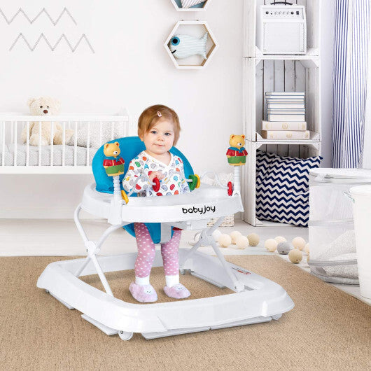 Costway Walker Adjustable Height Removable Toy Wheels Folding Portable Blue LuxuryLifeWay Online Store