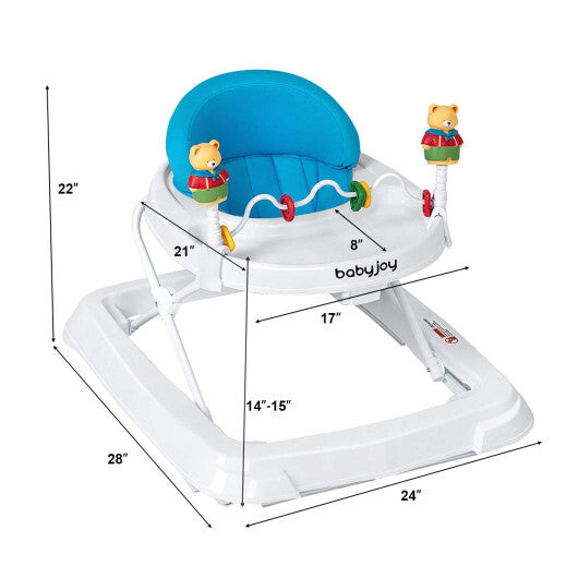 Costway Walker Adjustable Height Removable Toy Wheels Folding Portable Blue LuxuryLifeWay Online Store