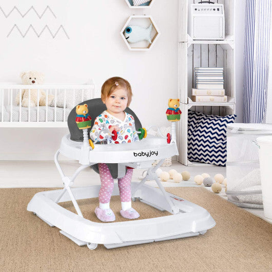 Costway Walker Adjustable Height Removable Toy Wheels Folding Portable Grey LuxuryLifeWay Online Store